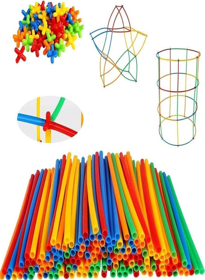 PULSBERY Unbreakable Pipe Straw Stick Building Block Educational Assembly Toy for Kids (Multicolor, 90+ Piece) - Image 1